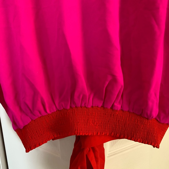 Pink/ red blouse with back tie - Picture 2 of 3